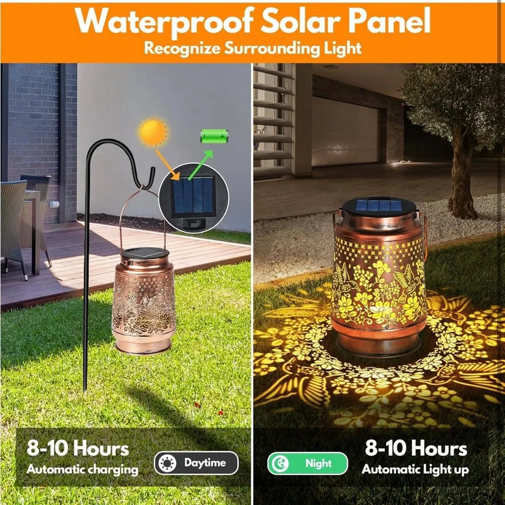 Solar Lantern Outdoor Lamp Waterproof Decorations Garden Decor, Gifts for Women,